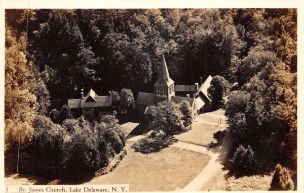 Lake Delaware New York St James Church Real Photo Vintage Postcard AA77230