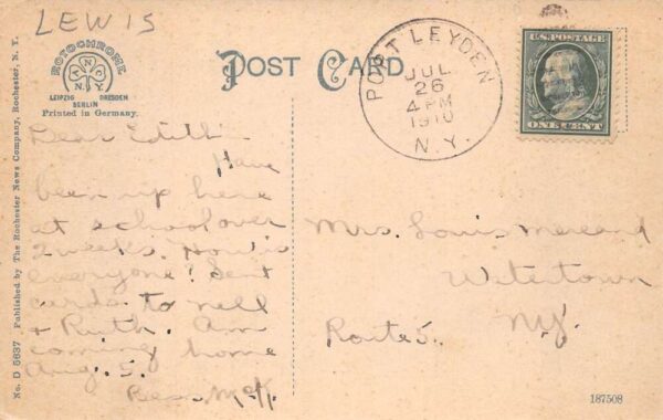 Port Leyden New York Douglass Street Vintage Postcard AA77245 - Image 2
