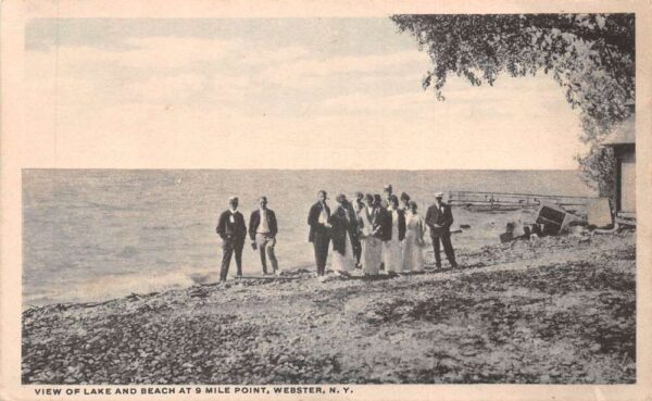 Webster New York People at Lake Beach Scene Vintage Postcard AA77253