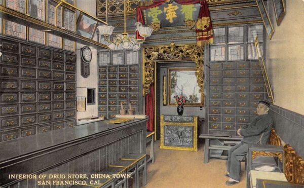 San Francisco California China Town Drug Store Interior Postcard AA77285