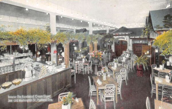 Portland Oregon The Hazelwood Cream Store Dining Room Vintage Postcard AA77298