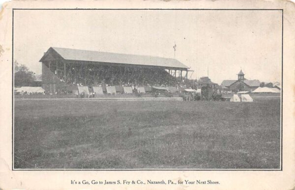 Nazareth Pennsylvania Race Track Grand Stand James Fry Shoe Ad Postcard AA77308