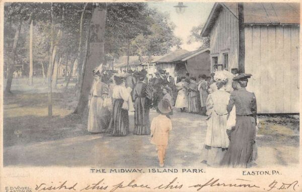 Easton Pennsylvania Island Park The Midway Vintage Postcard AA77335