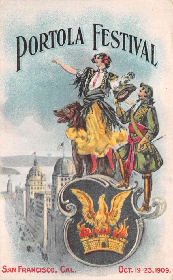 San Francisco California Portola Festival 1909 Phoenix Lady and Dog PC AA77348