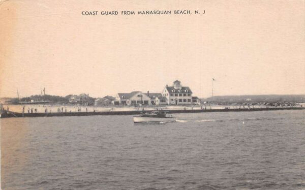 Manasquan Beach New Jersey Coast Guard Scenic View Vintage Postcard AA77368