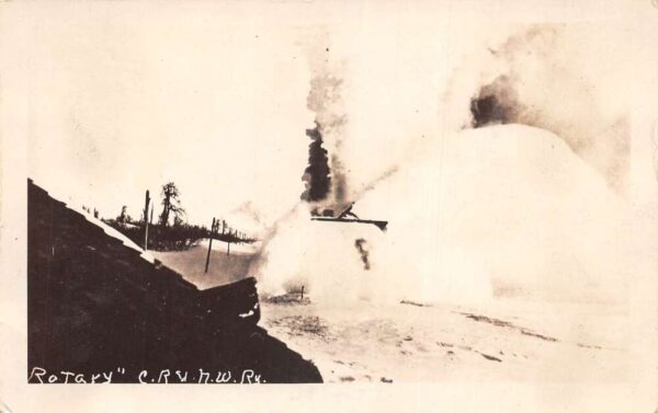 Canada CRNW Railway Railroad Train Snow Plow Rotary Real Photo Postcard AA77369