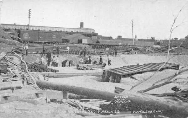 Hamilton Ohio Columbia Carriage Factory 1913 Flood Disaster Postcard AA77370