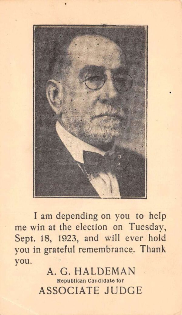 AG Haldeman Republican Judge Political Election Vintage Postcard AA77374