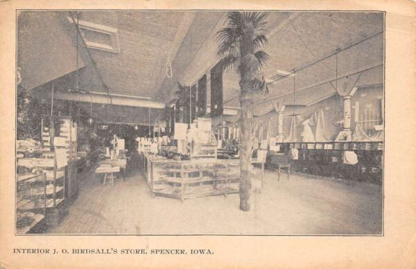 Spencer Iowa J.O. Birdsall's Store, B/W Lithograph Vintage Postcard U15236