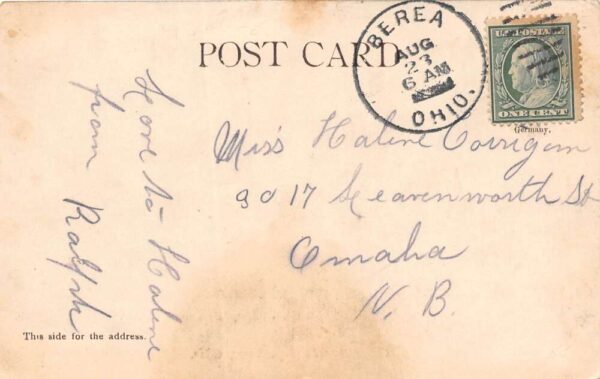 Berea Ohio Grindstone Factory, Undivided Back Vintage Postcard U15237 - Image 2