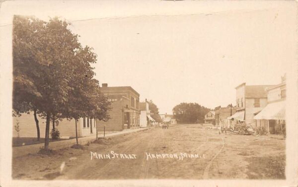 Hampton Minnesota Main Street, Real Photo Vintage Postcard U15248