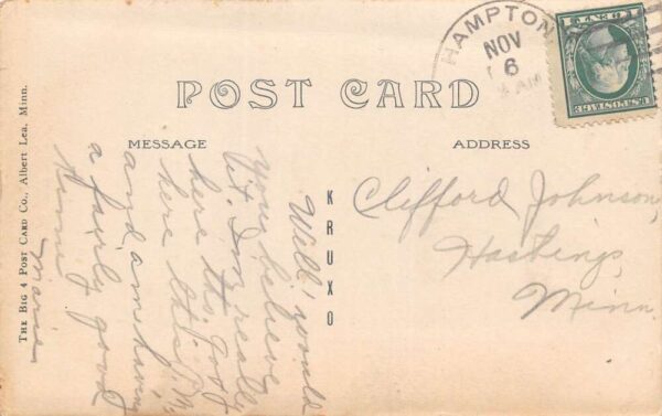 Hampton Minnesota Main Street, Real Photo Vintage Postcard U15248 - Image 2