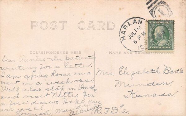 Harlan Iowa Night Scene, Real Photo Vintage Postcard U15253 - Image 2
