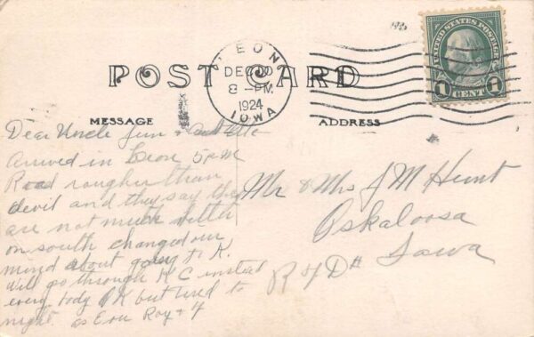 Leon Iowa West Side Square, Real Photo Vintage Postcard U15254 - Image 2