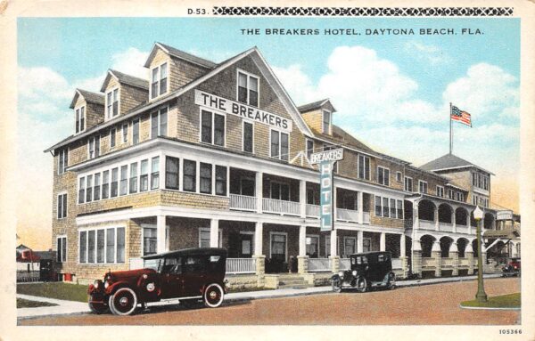 Daytona Beach Florida The Breakers Hotel, White Border, Vintage Postcard U15268