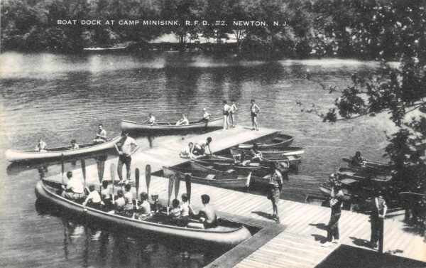 Newton New Jersey Boat Dock At Camp Minisink, B/W Photo Print Vintage PC U15274