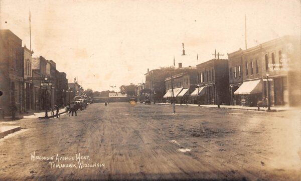 Tomahawk Wisconsin Wisconsin Avenue West, Real Photo Vintage Postcard U15289