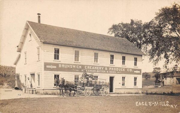 Eagle Mills New York Brunswick Creamery and Produce Real Photo Postcard AA77410