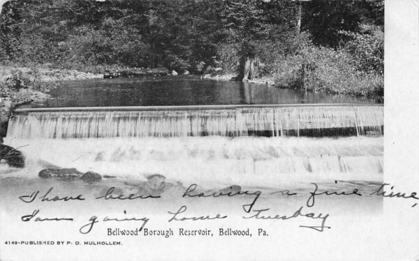 Bellwood Pennsylvania Borough Reservoir Waterfall Scenic View Postcard AA77433