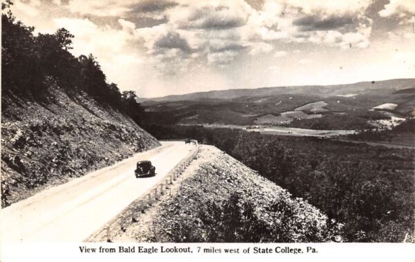 State College Pennsylvania View from Bald Eagle Lookout Real Photo PC AA77437