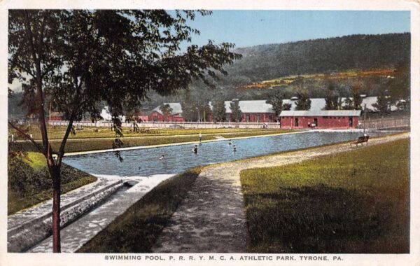 Tyrone Pennsylvania PRR YMCA Athletic Park Swimming Pool Postcard AA77438