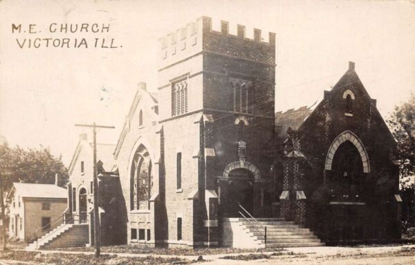 Victoria Illinois ME Church Real Photo Vintage Postcard AA77439