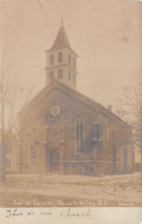 Newark Valley New York Baptist Church Real Photo Vintage Postcard AA77440