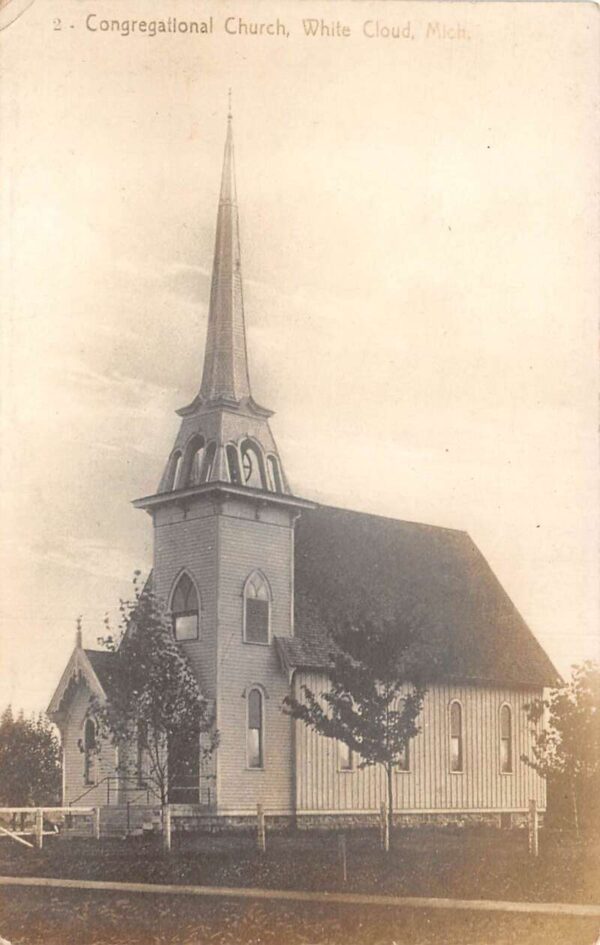 White Cloud Michigan Congregational Church Real Photo Vintage Postcard AA77441