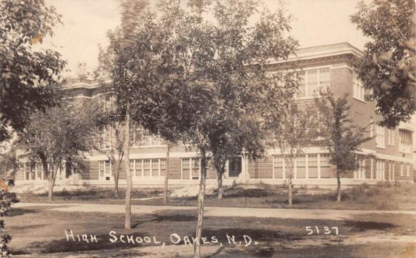 Oakes North Dakota High School Real Photo Vintage Postcard AA77451