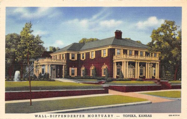Topeka Kansas Wall Diffenderfer Mortuary Linen Vintage Postcard AA77452
