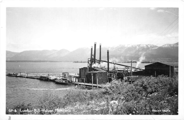 Polson Montana Lumber Mill Real Photo Vintage Postcard AA77469