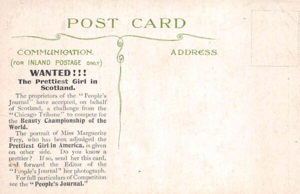 Marguerite Frey Prettiest Girl in America Scotland Beauty Pageant PC AA77474 - Image 2