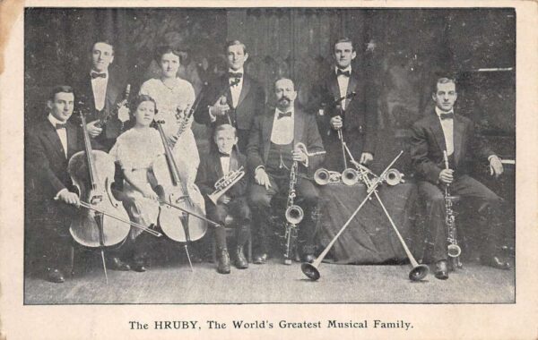 The Hruby World's Greatest Musical Family Orchestra Band Postcard AA77476