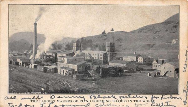 Lisbon New Hampshire Piano Sounding Board Factory Vintage Postcard AA77477