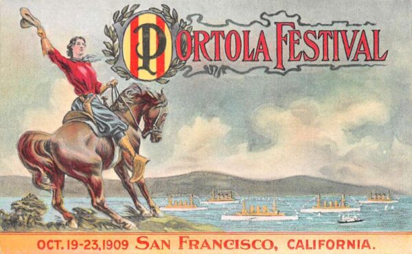 San Francisco California Portola Festival 1909 Cowgirl on Horse PC AA77488