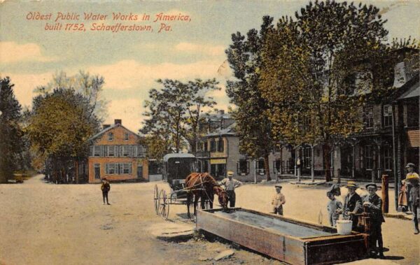 Schaefferstown Pennsylvania Oldest Public Water Works Vintage Postcard AA77497