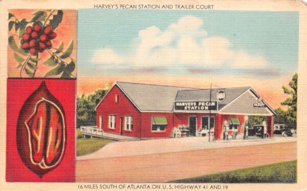 Jonesboro Georgia Harvey Pecan Station and Trailer Court Postcard AA77505