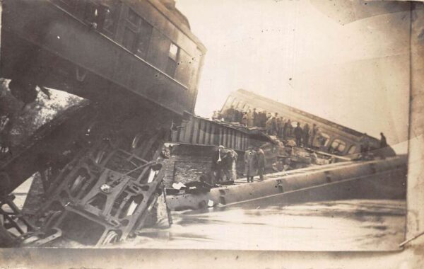 Train Wreck Disaster Bridge Collapse Real Photo Vintage Postcard AA77519