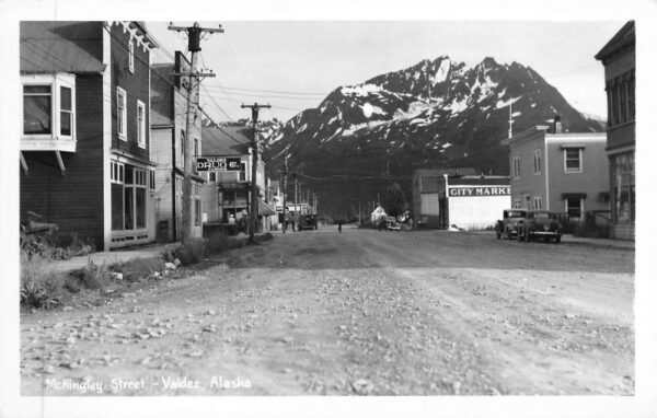Valdez Alaska McKingley Street Drug Store Real Photo Postcard AA77551