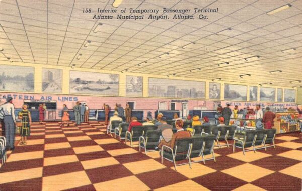 Atlanta Georgia Municipal Airport Passenger Terminal Interior Postcard AA77564