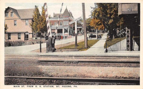 Pocono Pennsylvania Main Street from Train Station Vintage Postcard AA77576