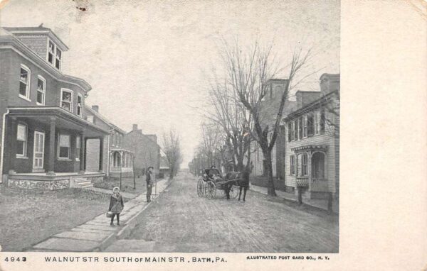 Bath Pennsylvania Walnut Street Vintage Postcard AA77578