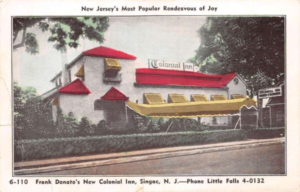 Singac New Jersey Frank Donato's New Colonial Inn Vintage Postcard AA77610