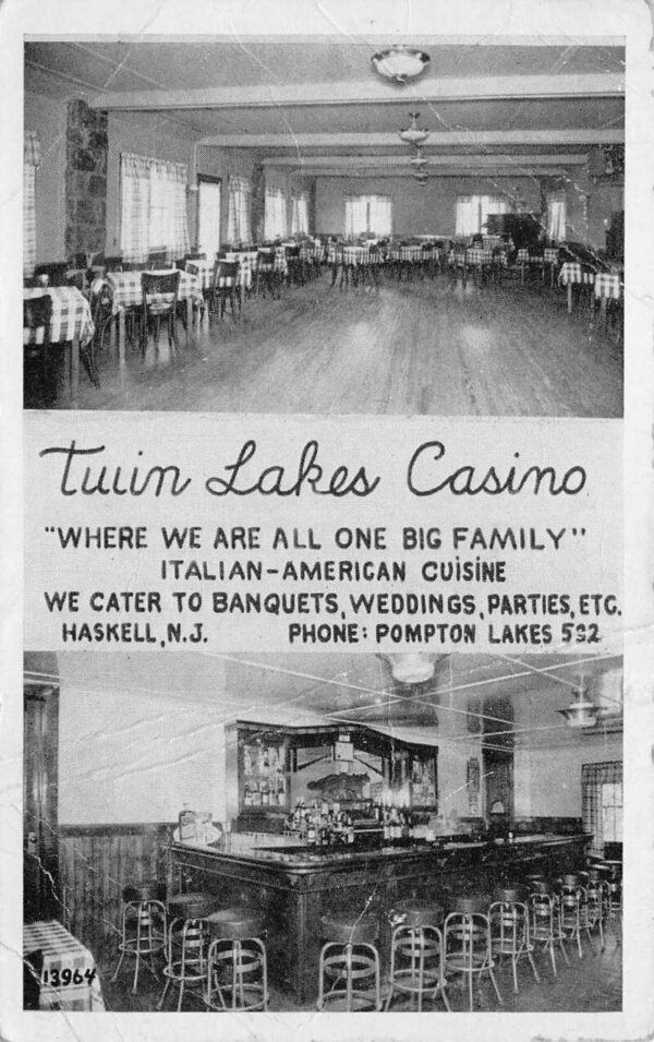 Haskell New Jersey Twin Lakes Casino Interior View Vintage Postcard AA77616
