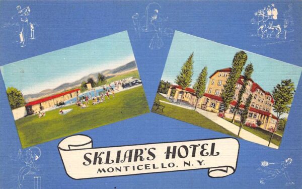Monticello New York Skliar's Hotel Swimming Pool Vintage Postcard AA77619