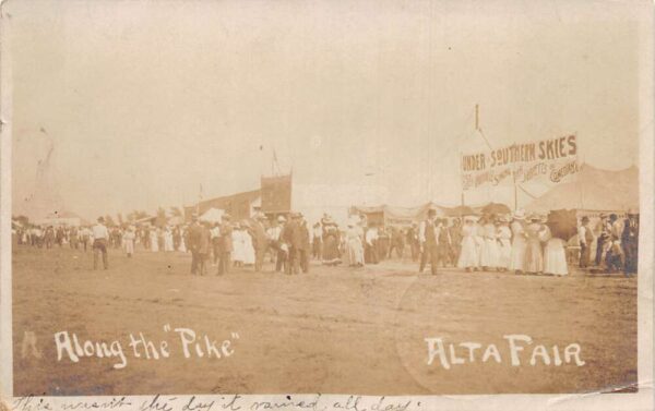 Alta Iowa Alta Fair Along the Pike Real Photo Vintage Postcard AA77648