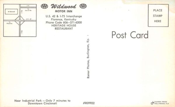 Florence Kentucky Wildwood Motor Inn Vintage Postcard AA77683 - Image 2