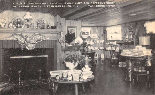 Franklin Lakes New Jersey Colonial Wayside Gift Shop Interior Postcard AA77689