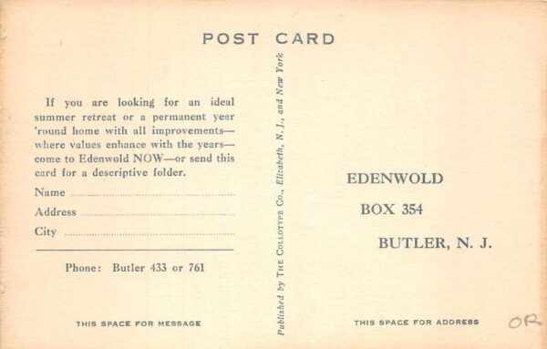 Butler New Jersey Edenwold Cottage Scenic View Postcard AA77696 - Image 2