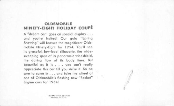 Oldsmobile 98 Holiday Coupe 1954 Car Advertising Vintage Non PC Back AA77700 - Image 2